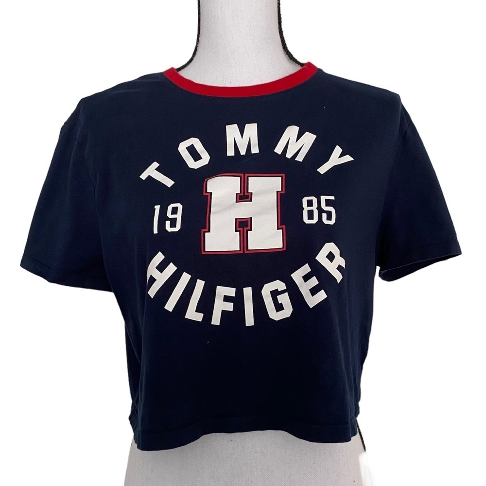 Tommy Hilfiger Navy Crop Top Tee Size Small